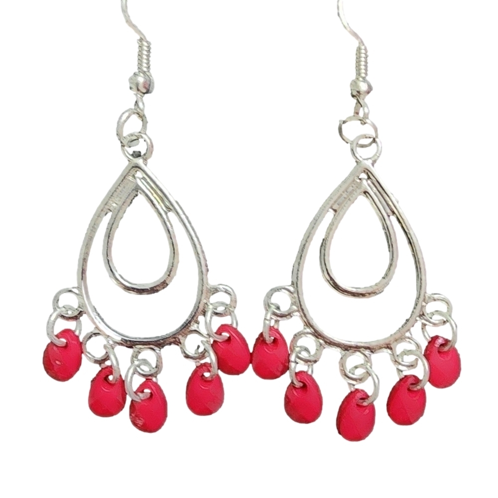 💥4 For $20💥Silver & Red Dangle Earrings